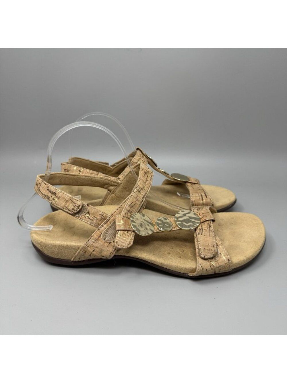 Vionic Sandals Womens Size 10 Natural Cork Farra Gold Medallion Comfort Shoes